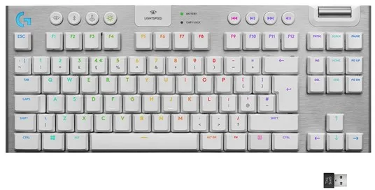 Logitech G915 TKL LIGHTSPEED Wireless GL Tactile - Gamingtastatur - Uten Numpad - Nordisk - Hvit
